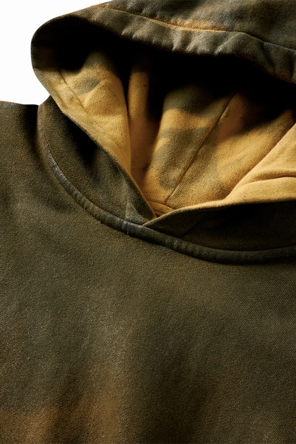 SCHAEFFER'S GARMENT HOTEL | AGED OVERSIZED OIL STAINED LEATHERIZED HOODIE