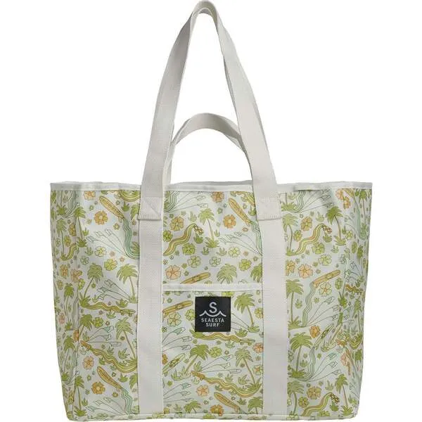 Seaesta Surf Surfy Birdy Print Recycled Tote Bag, Beach Menagerie