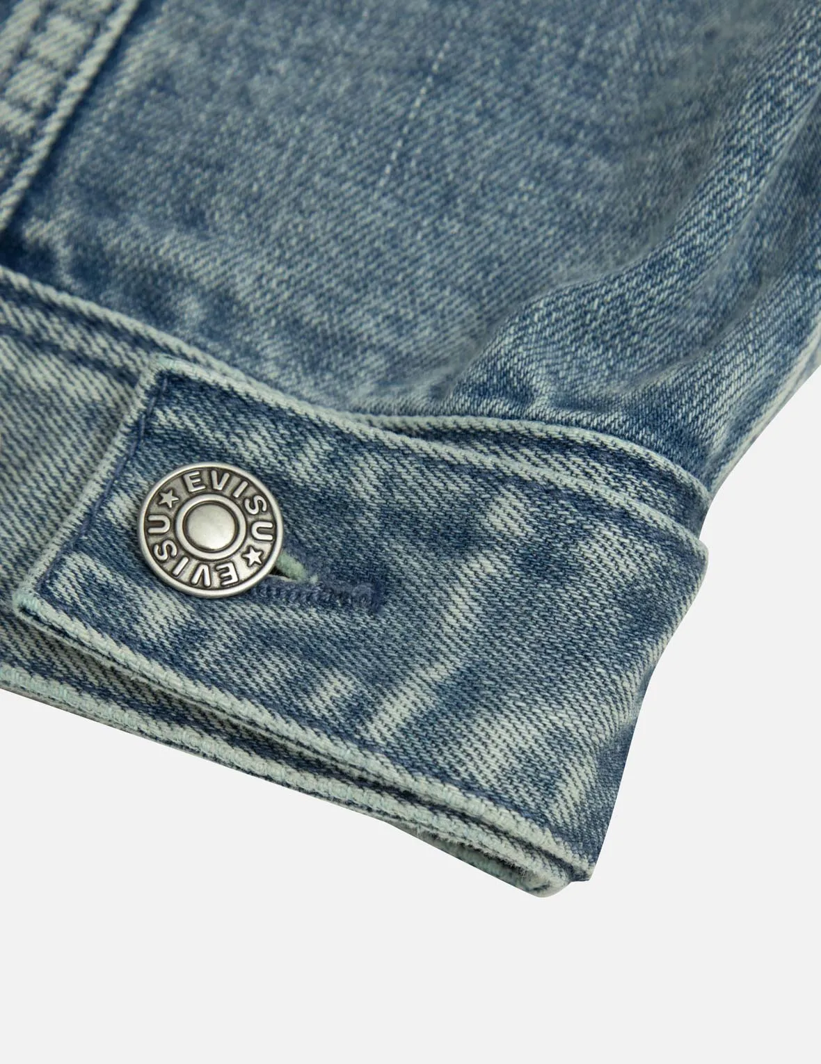 Seagull and Logo Embossed Print Loose Fit Denim Jacket