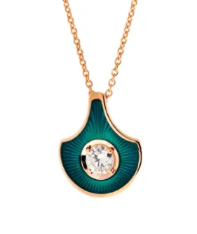 SELIM MOUZANNAR PENDANT IN PINK GOLD AND PETROL ENAMEL SET WITH DIAMOND