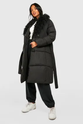 Shaggy Faux Fur Collar Puffer