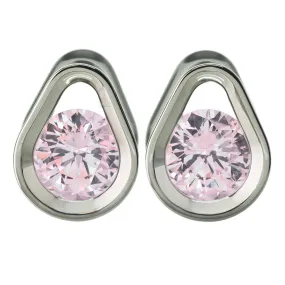 Single Gem Teardrop Eyelets with Brilliant-Cut Gem - Pink Tourmaline