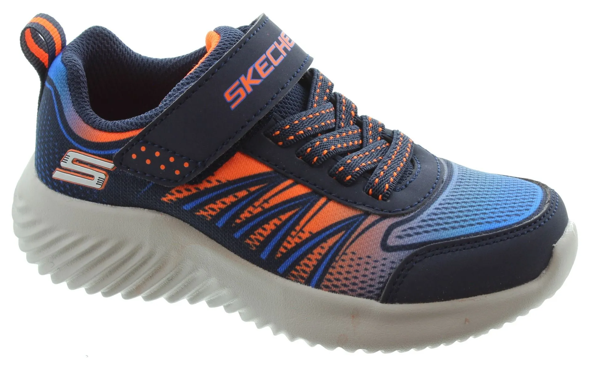 SKECHERS Kids 403737L Bounder Velcro Trainers in Navy/ Orange