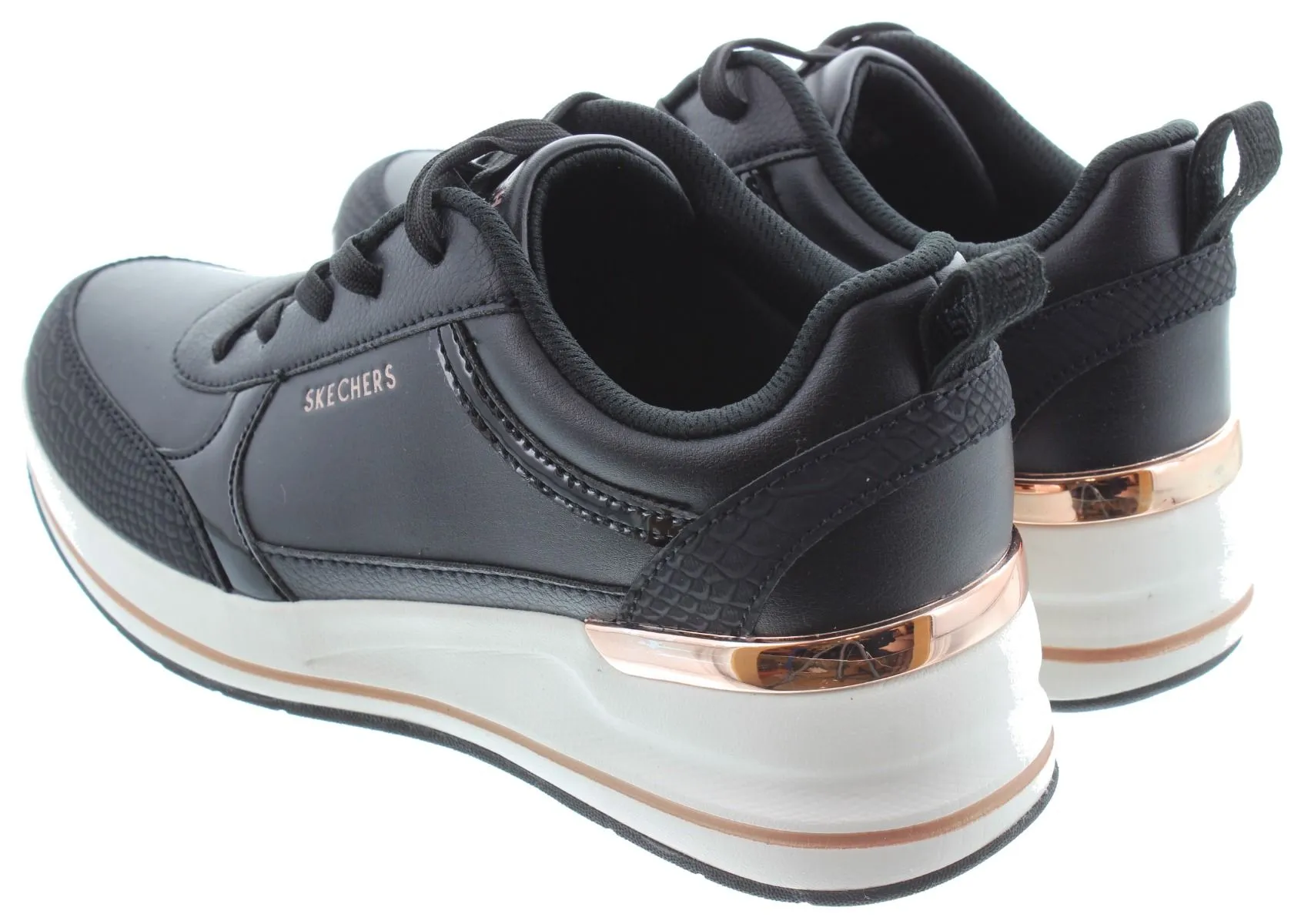 SKECHERS Ladies 177345 Billion Wedge Trainers In Black