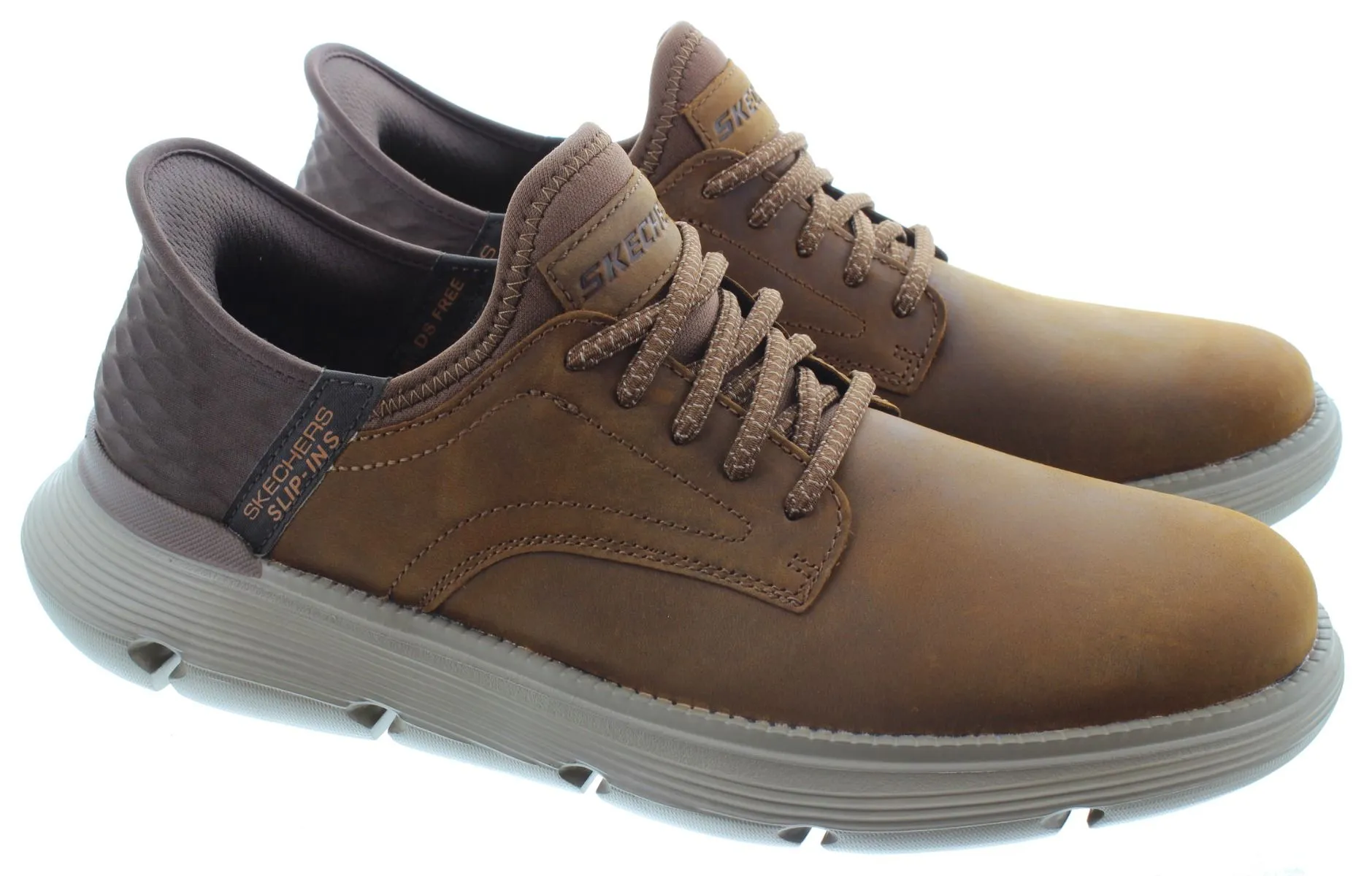 SKECHERS Mens 205046 Garza Gervin Slip Ins Trainers In Brown