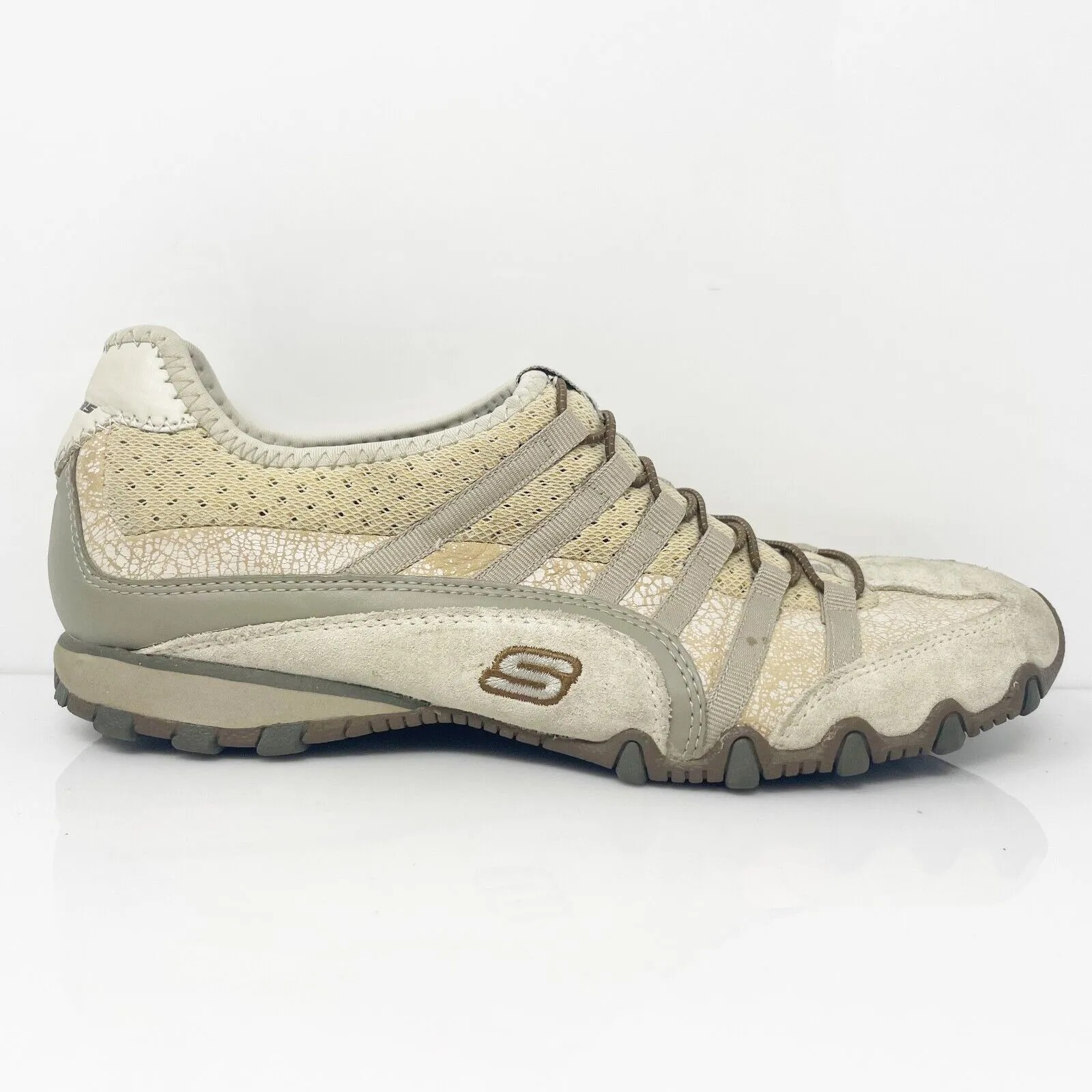 Skechers Womens Bikers 21552 Beige Running Shoes Sneakers Size 9