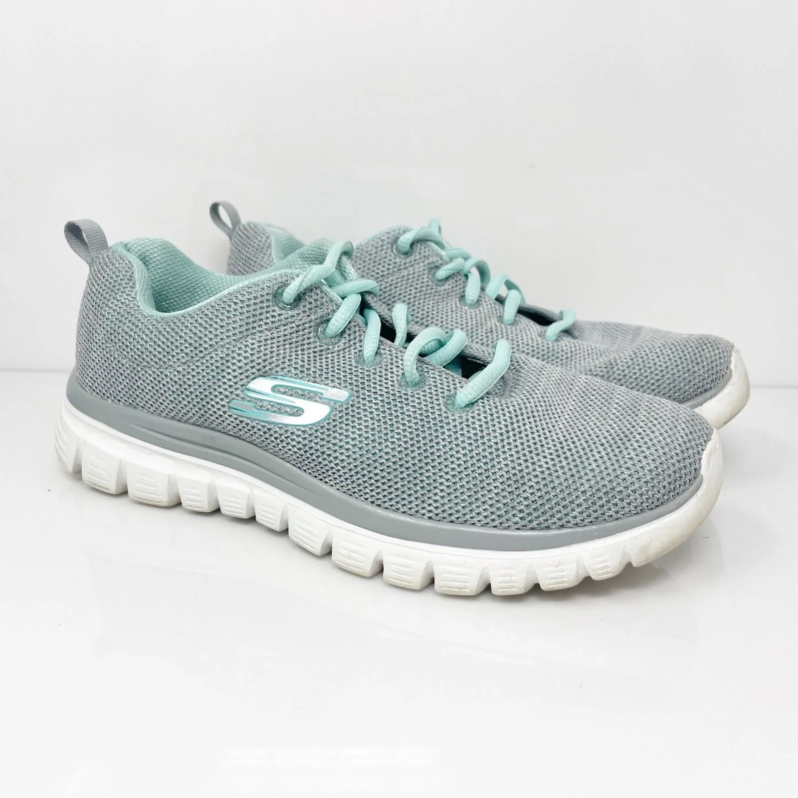 Skechers Womens Graceful Twisted Fortune 12614 Gray Running Shoes Sneakers Sz 7