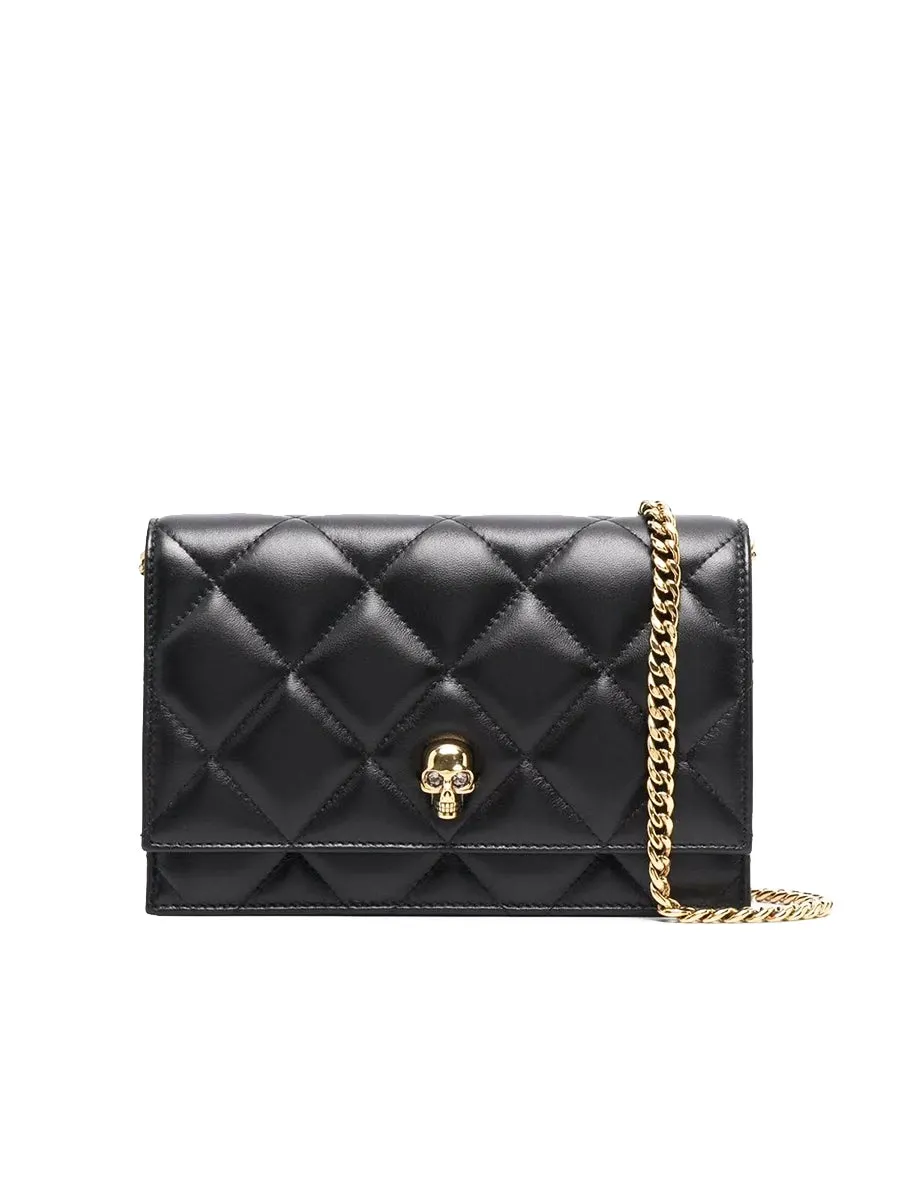 Skull Mini Quilted Shoulder Leather Bag