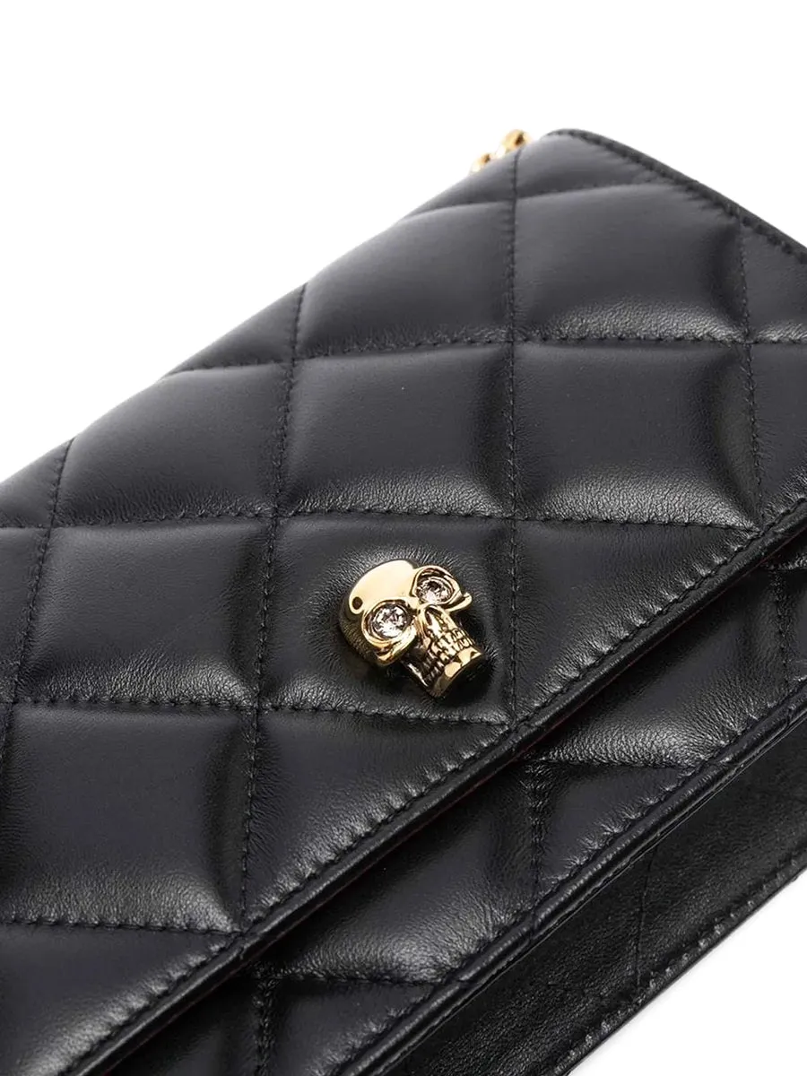 Skull Mini Quilted Shoulder Leather Bag