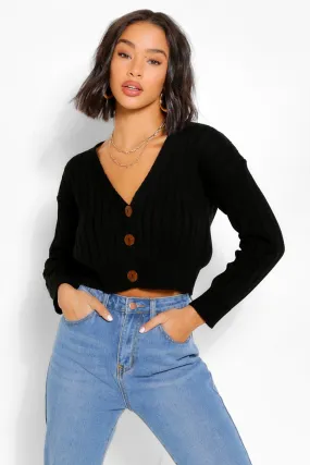 Slouchy Rib Knit Crop Cardigan