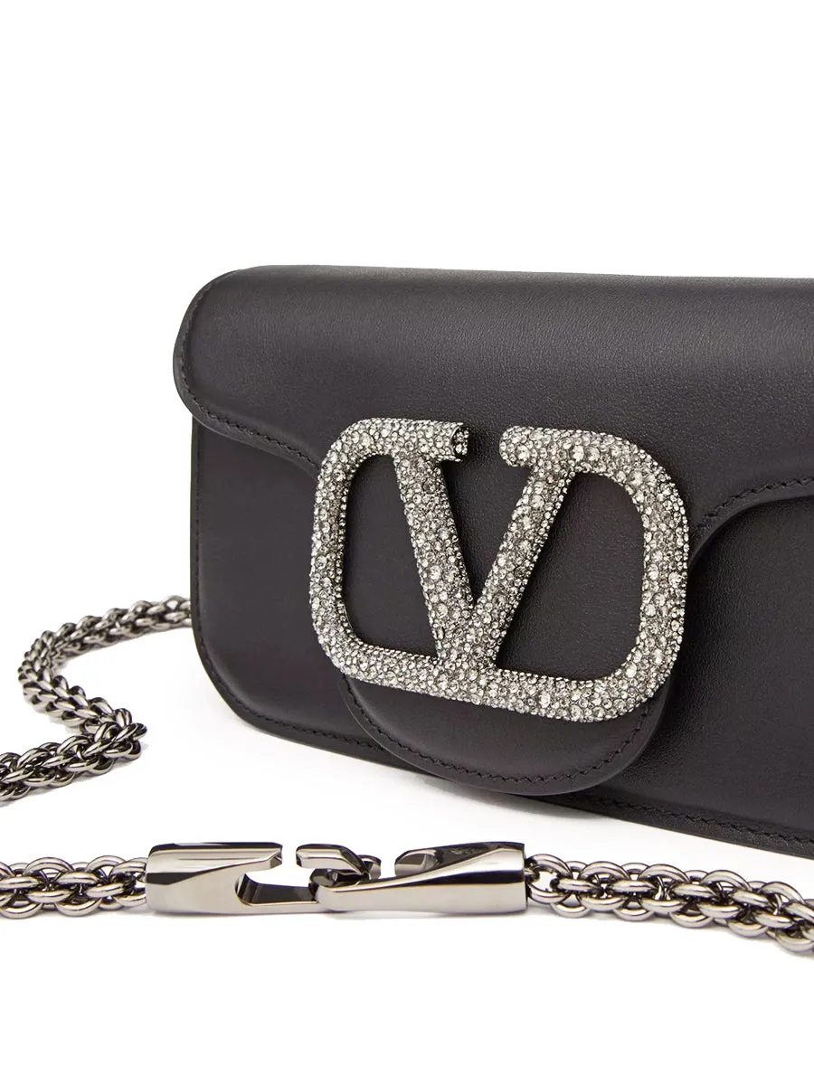 Small Loco Shoulder Bag with Jewel Logo in Black