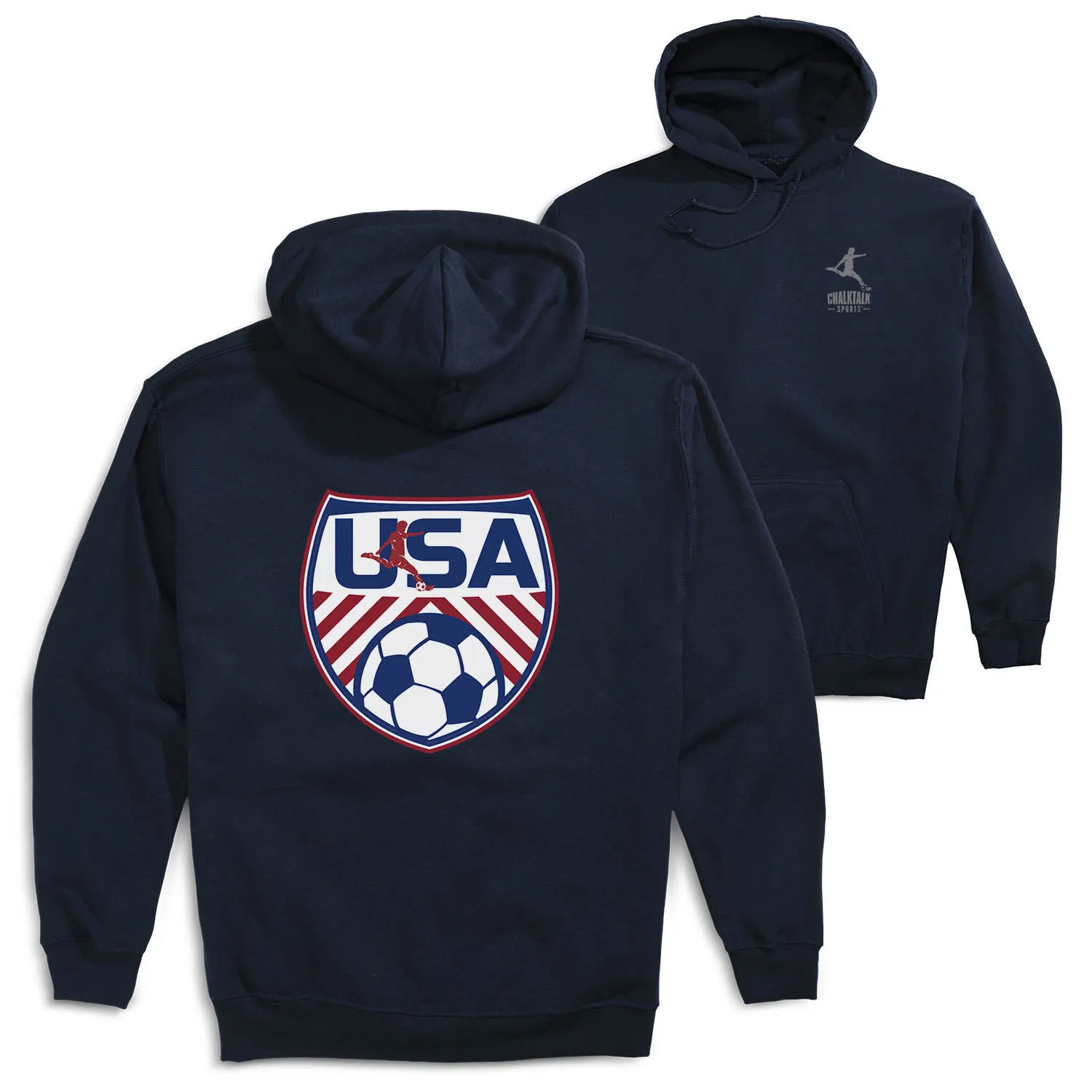 Soccer Hooded Sweatshirt - Soccer USA (Back Design) 