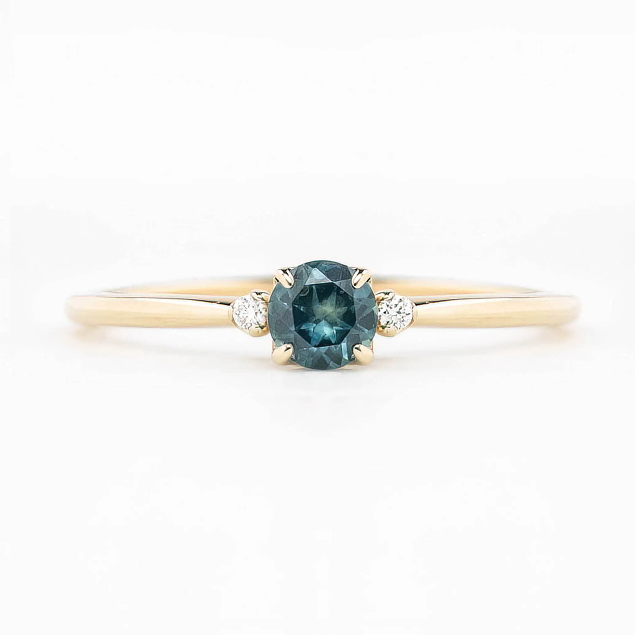 Sofia Ring 4mm 0.30ct Blue Green Montana Sapphire 14K Yellow Gold