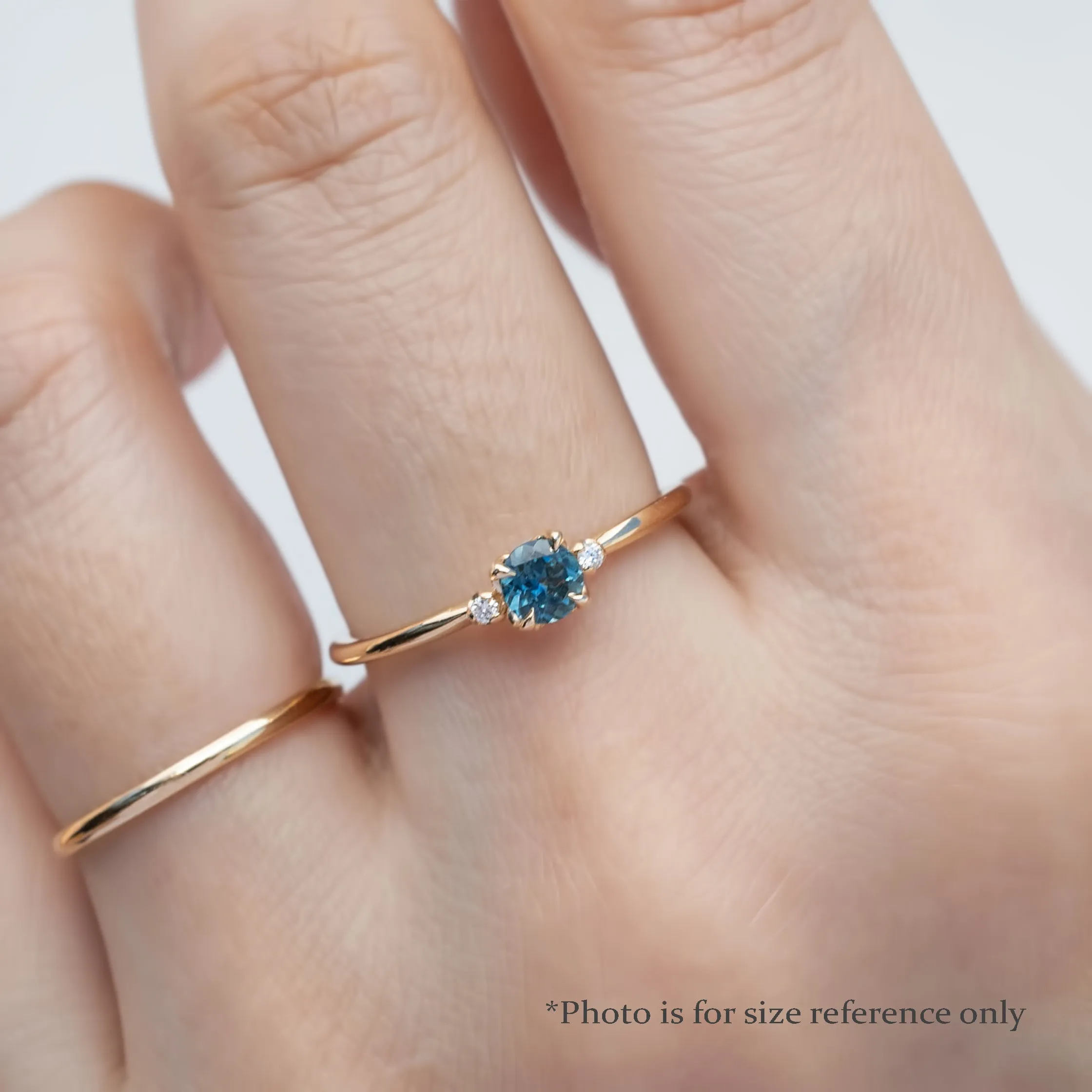 Sofia Ring 4mm 0.30ct Blue Green Montana Sapphire 14K Yellow Gold