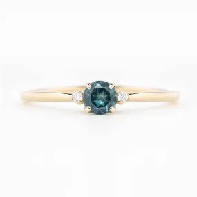 Sofia Ring 4mm 0.30ct Blue Green Montana Sapphire 14K Yellow Gold