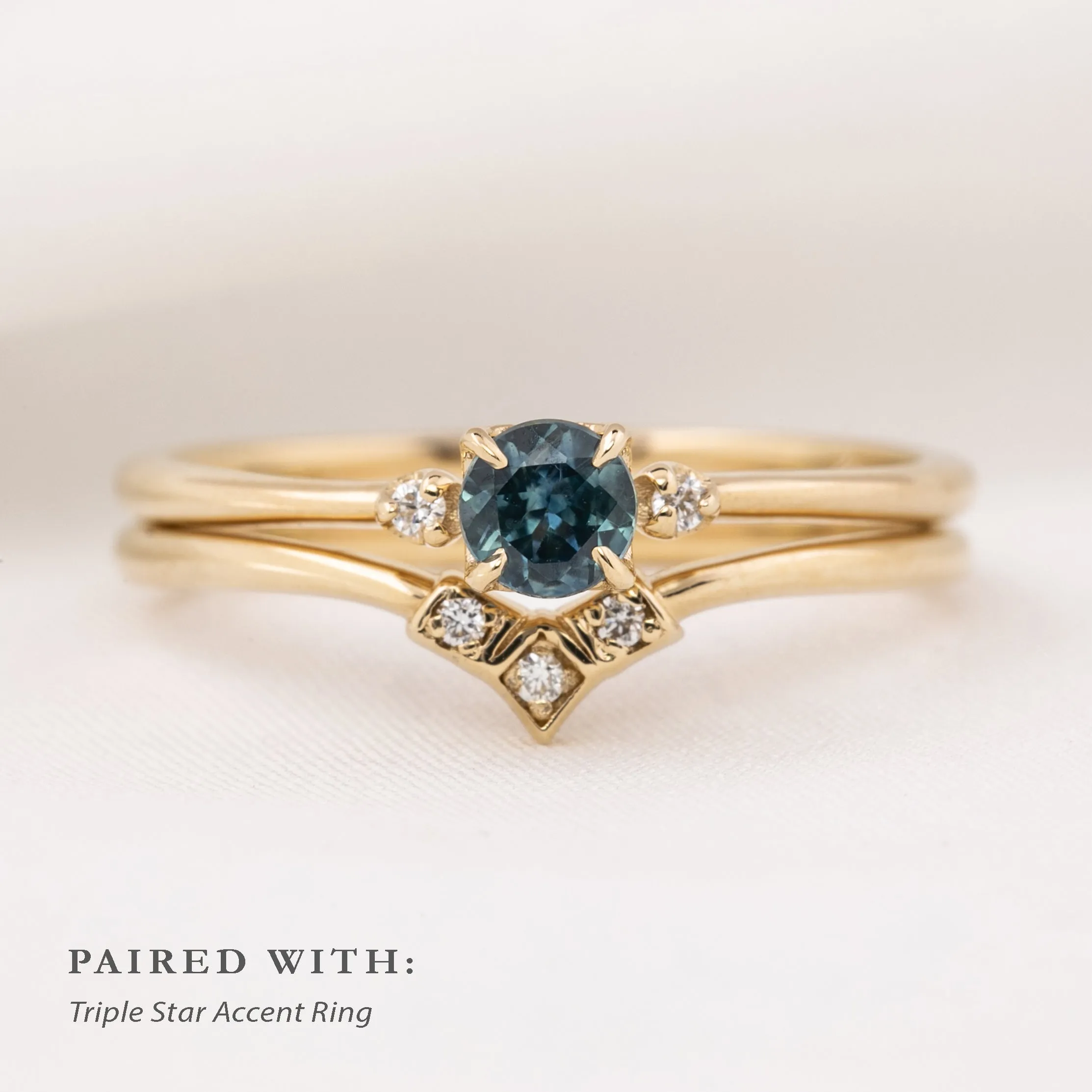 Sofia Ring 4mm 0.30ct Blue Green Montana Sapphire 14K Yellow Gold