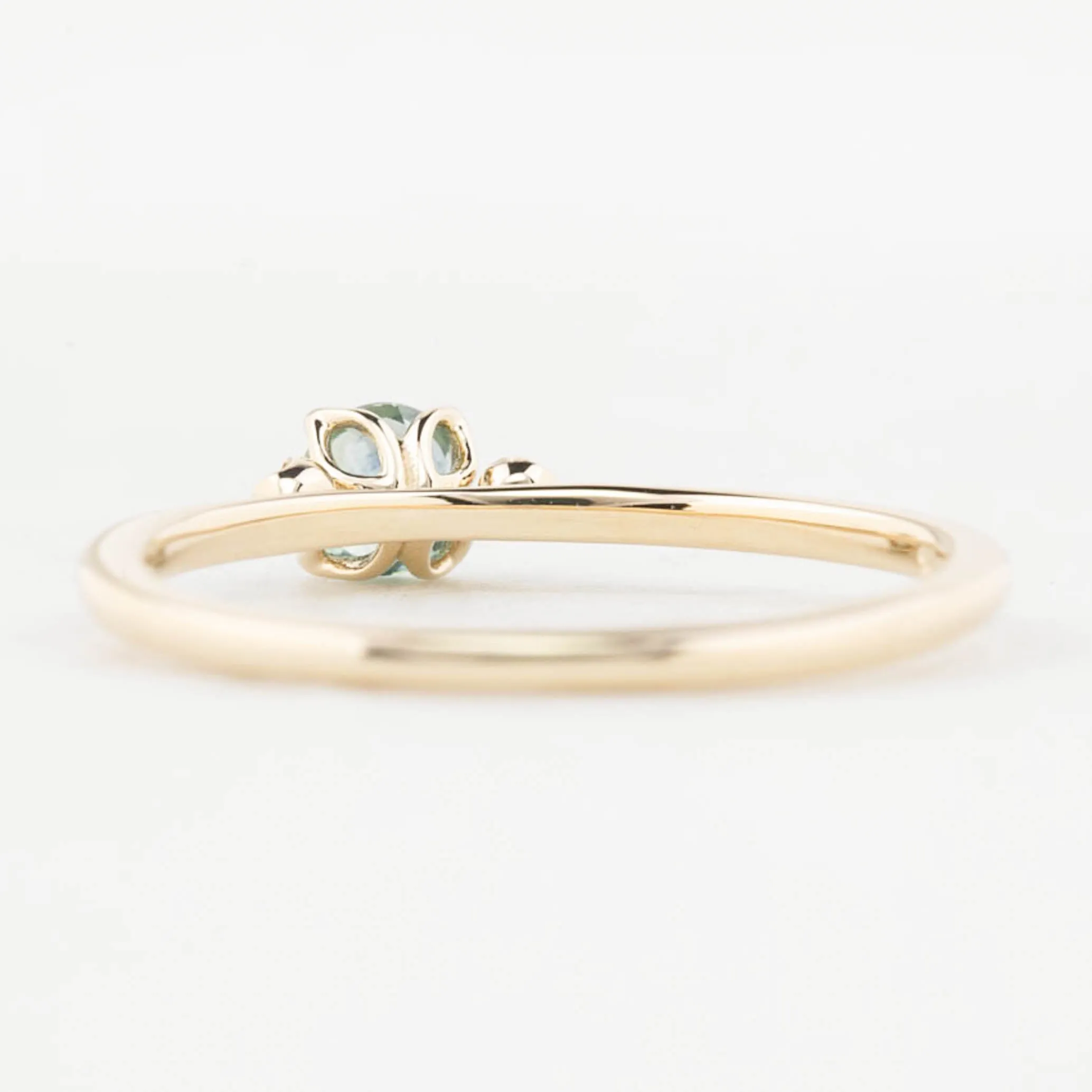 Sofia Ring 4mm 0.30ct Blue Green Montana Sapphire 14K Yellow Gold