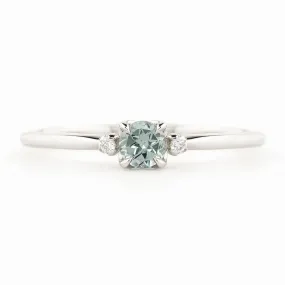 Sofia Ring 4mm 0.30ct Blue Green Round Montana Sapphire, 14K White Gold