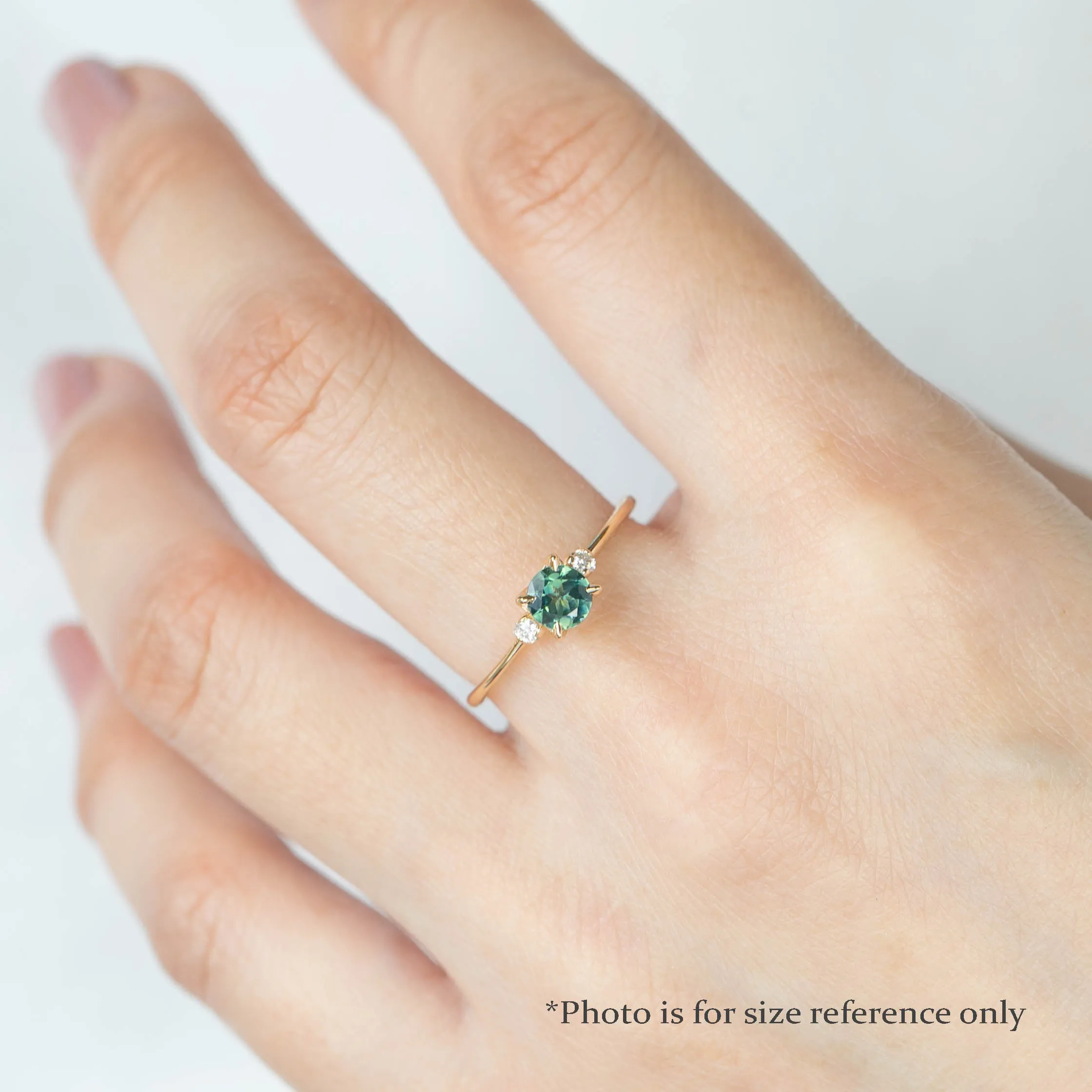 Sofia Ring - 5mm 0.60ct Queensland Green Sapphire