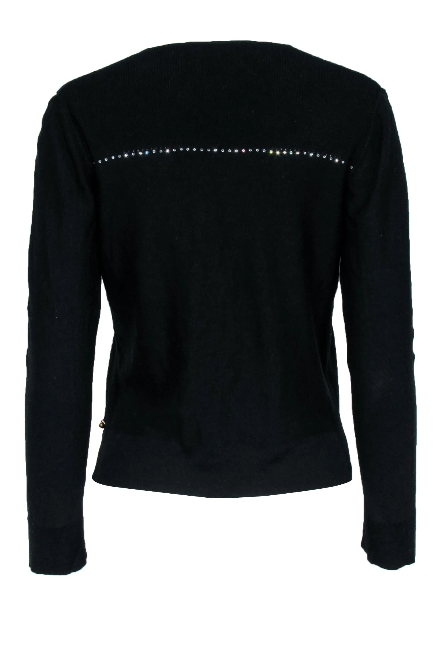 Sonia Rykiel - Black Rhinestone Trim Tie Front Cardigan Sz 10