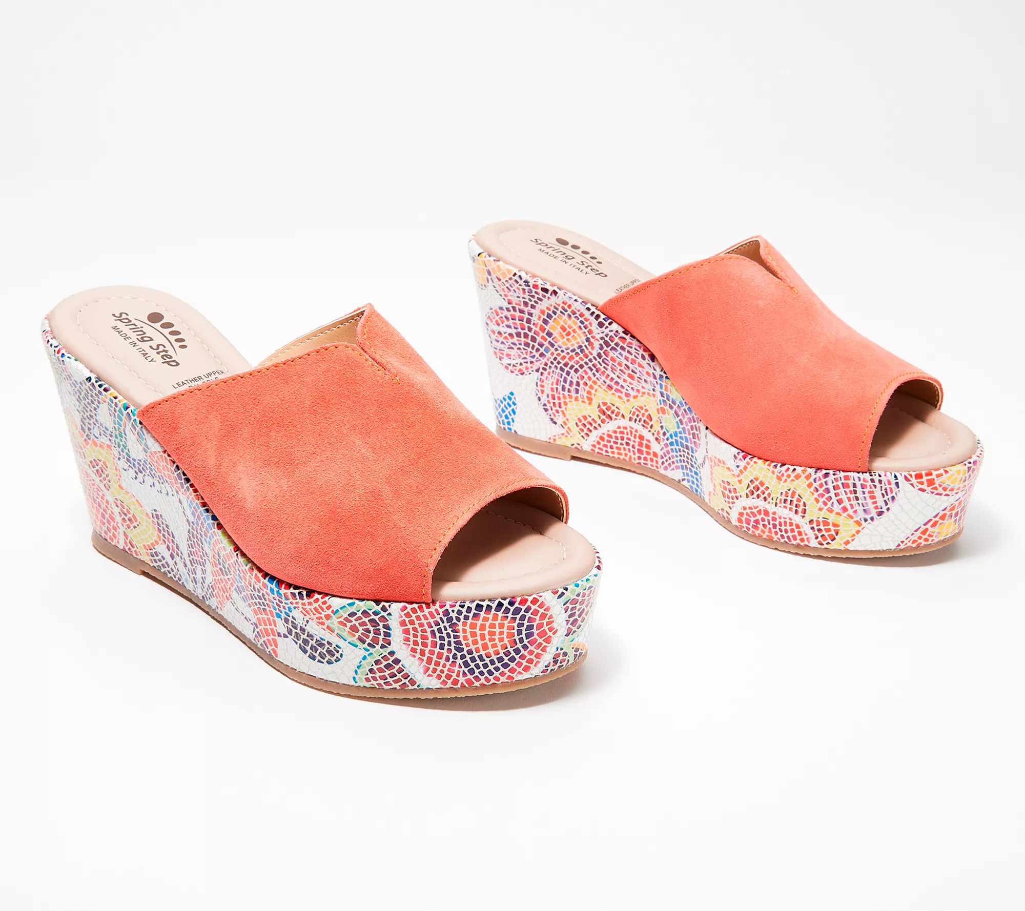 Spring Step Suede Floral Wedge Sandals - Laylani