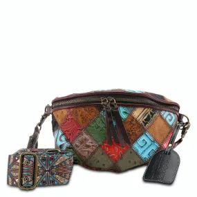  Stardom Handbag in Brown Patchwork  