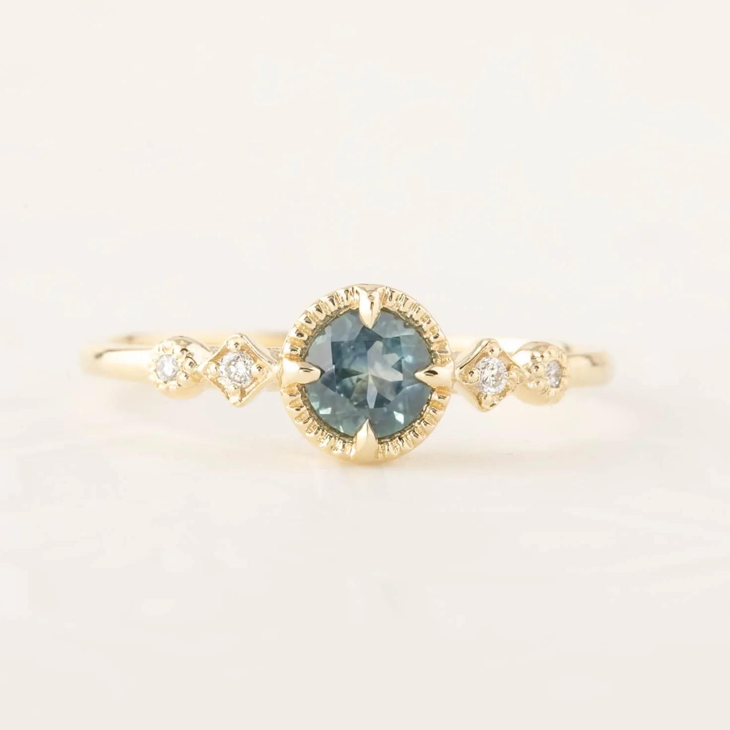 Stella Ring - 0.44ct Teal Green Montana Sapphire (One of a kind)