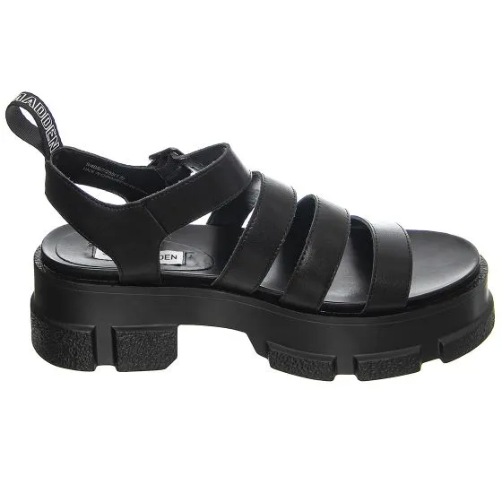 Steve Madden Womens Pioneer Black Leat Sandals