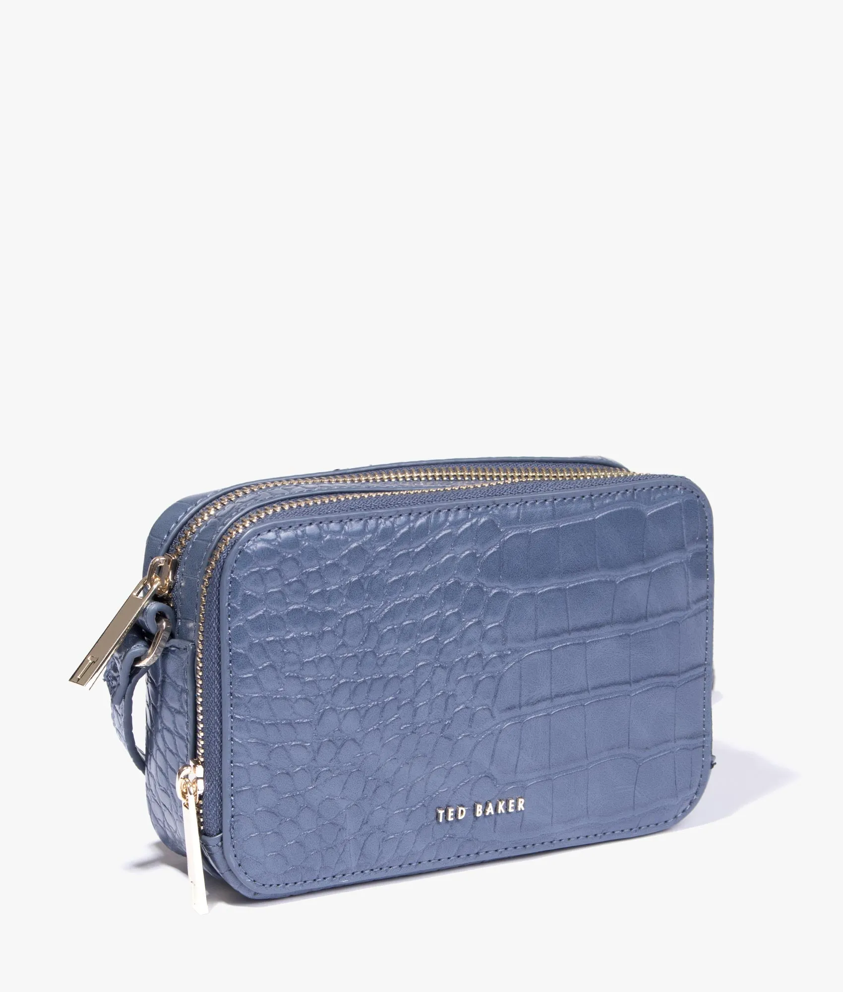 Stina double zip mini camera bag in mid blue