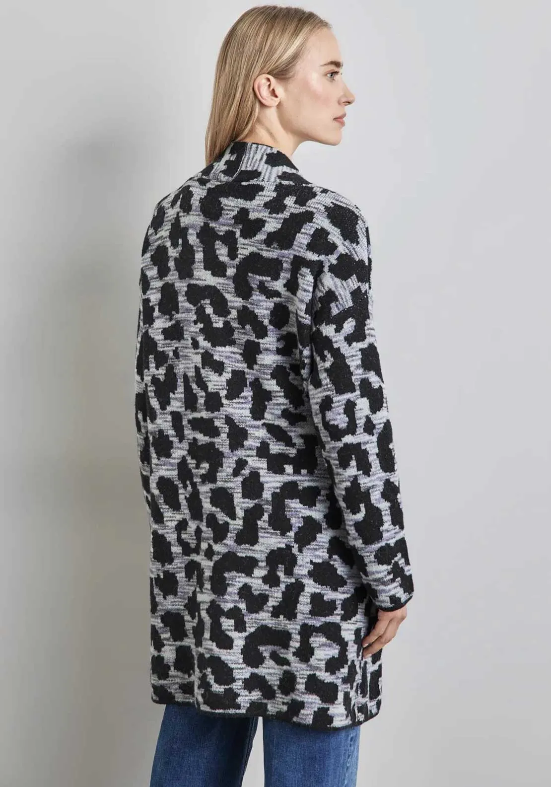 Street One Leopard Print Knit Cardigan, Grey