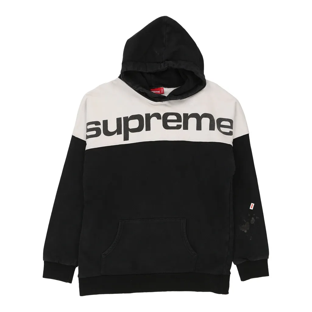 Supreme Spellout Hoodie - Medium Black & White Cotton Blend