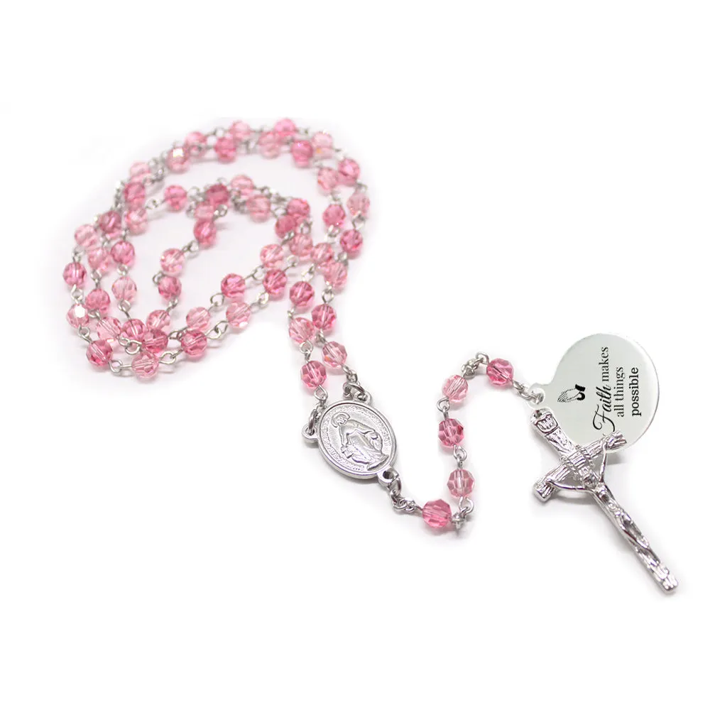 Swarovski Crystal Rosary - Pink (Personalisation Available)