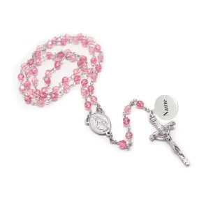 Swarovski Crystal Rosary - Pink (Personalisation Available)