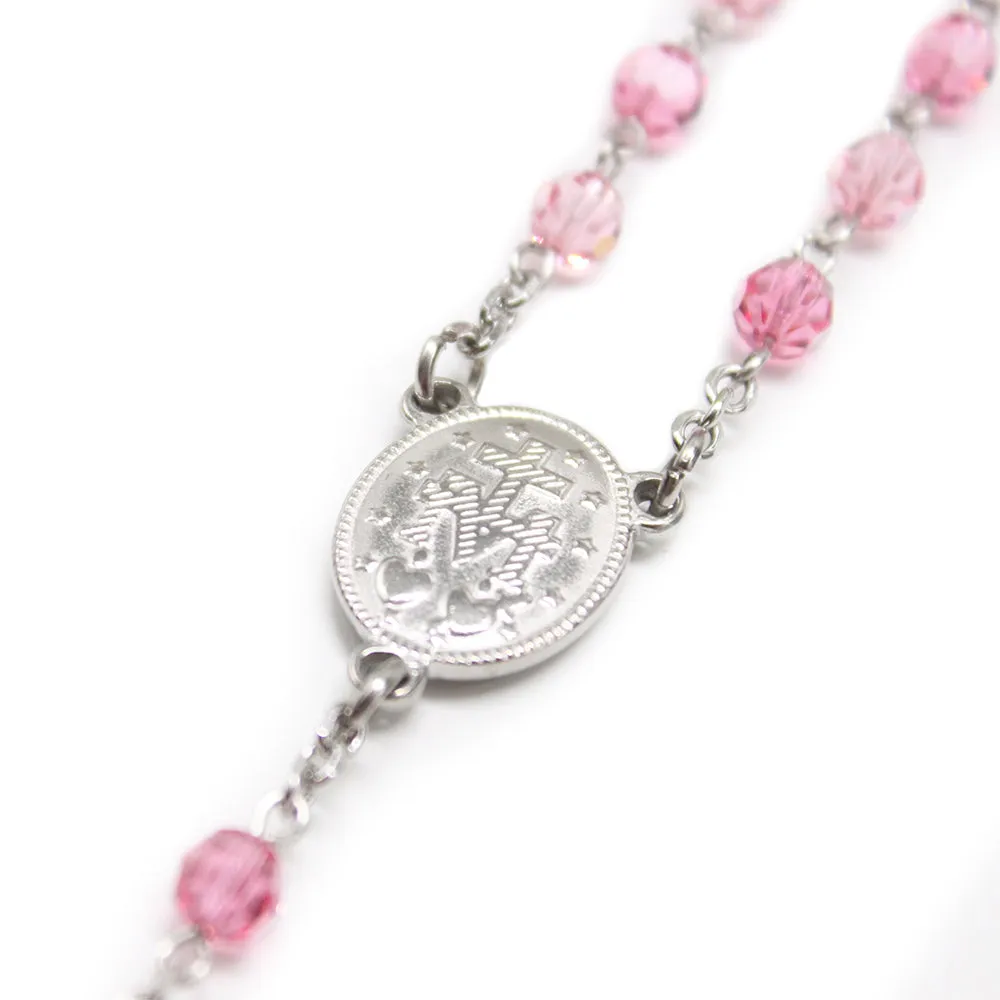 Swarovski Crystal Rosary - Pink (Personalisation Available)