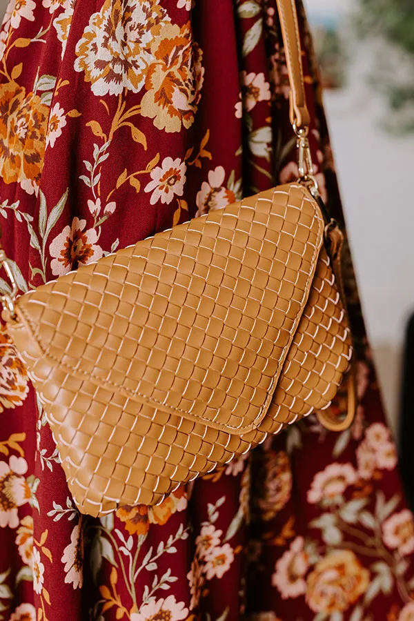Sweet Melody Woven Faux Leather Clutch in Brown
