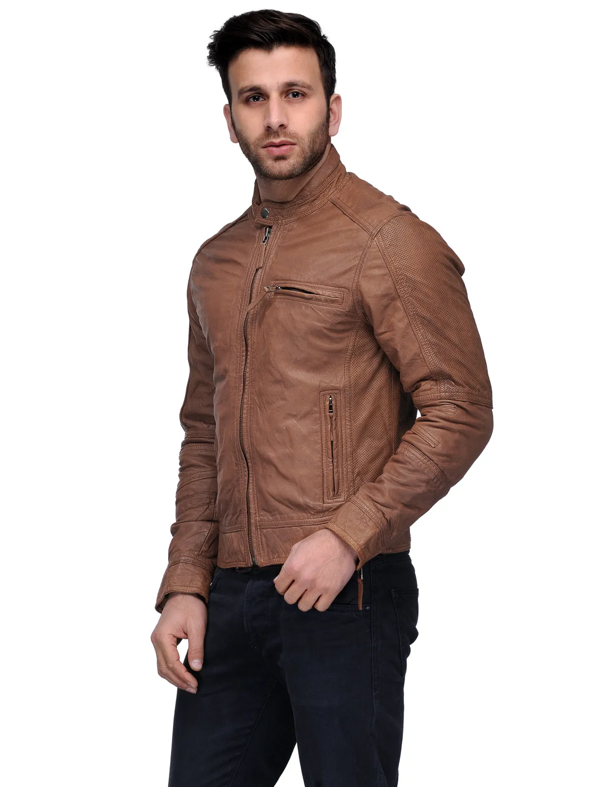 Teakwood Genuine Leathers Jacket (Tan)  - Clearance sale