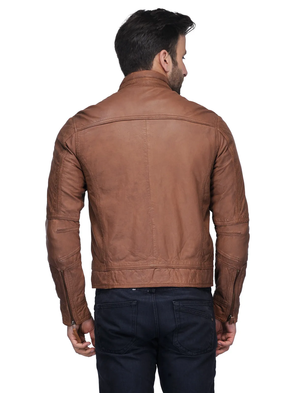 Teakwood Genuine Leathers Jacket (Tan)  - Clearance sale