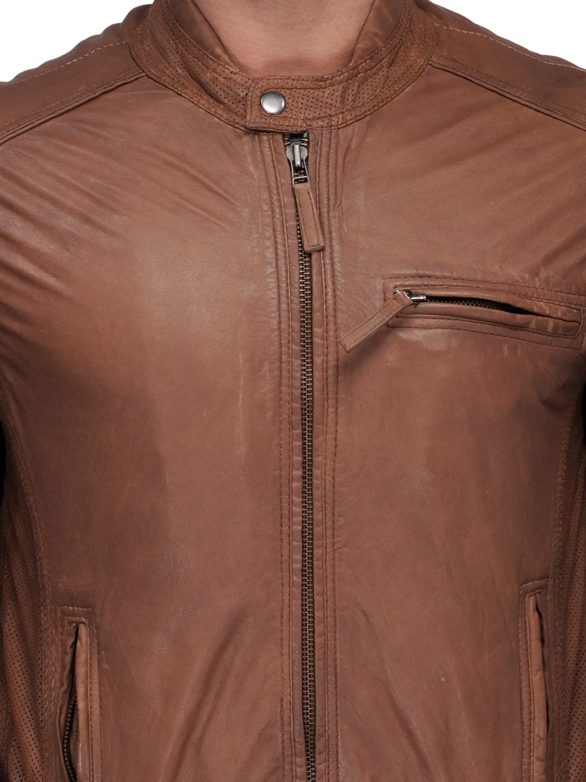 Teakwood Genuine Leathers Jacket (Tan)  - Clearance sale