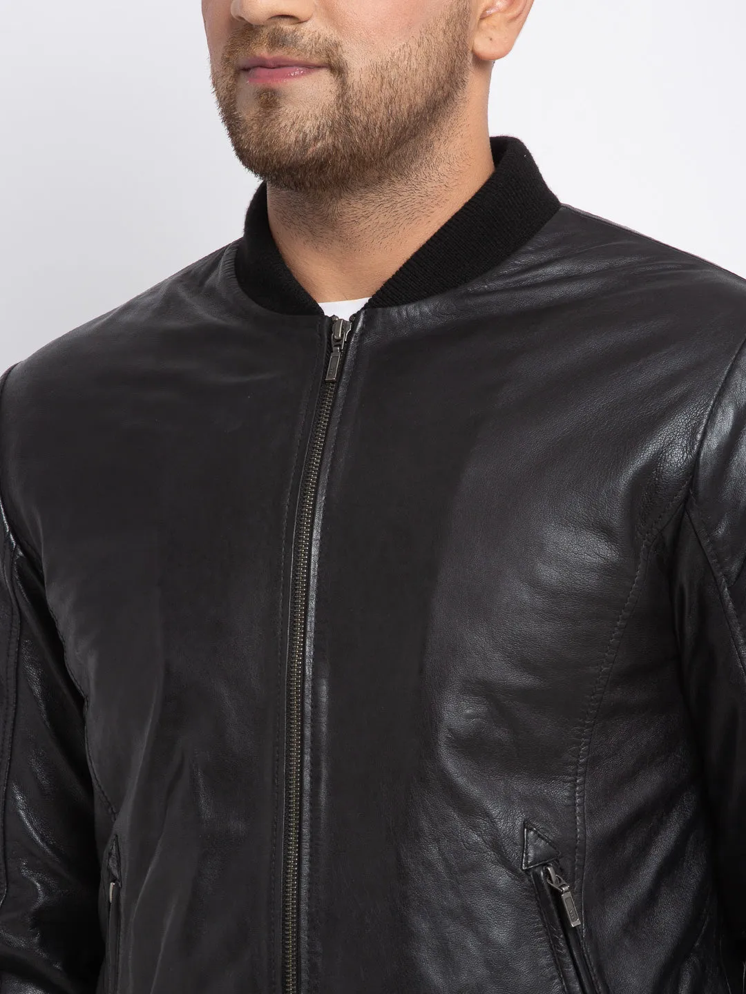 Teakwood Leathers  Men's 100% Genuine Black Leather Jacket