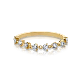 Tennis Chain Ring - White Diamond / 14k Yellow Gold