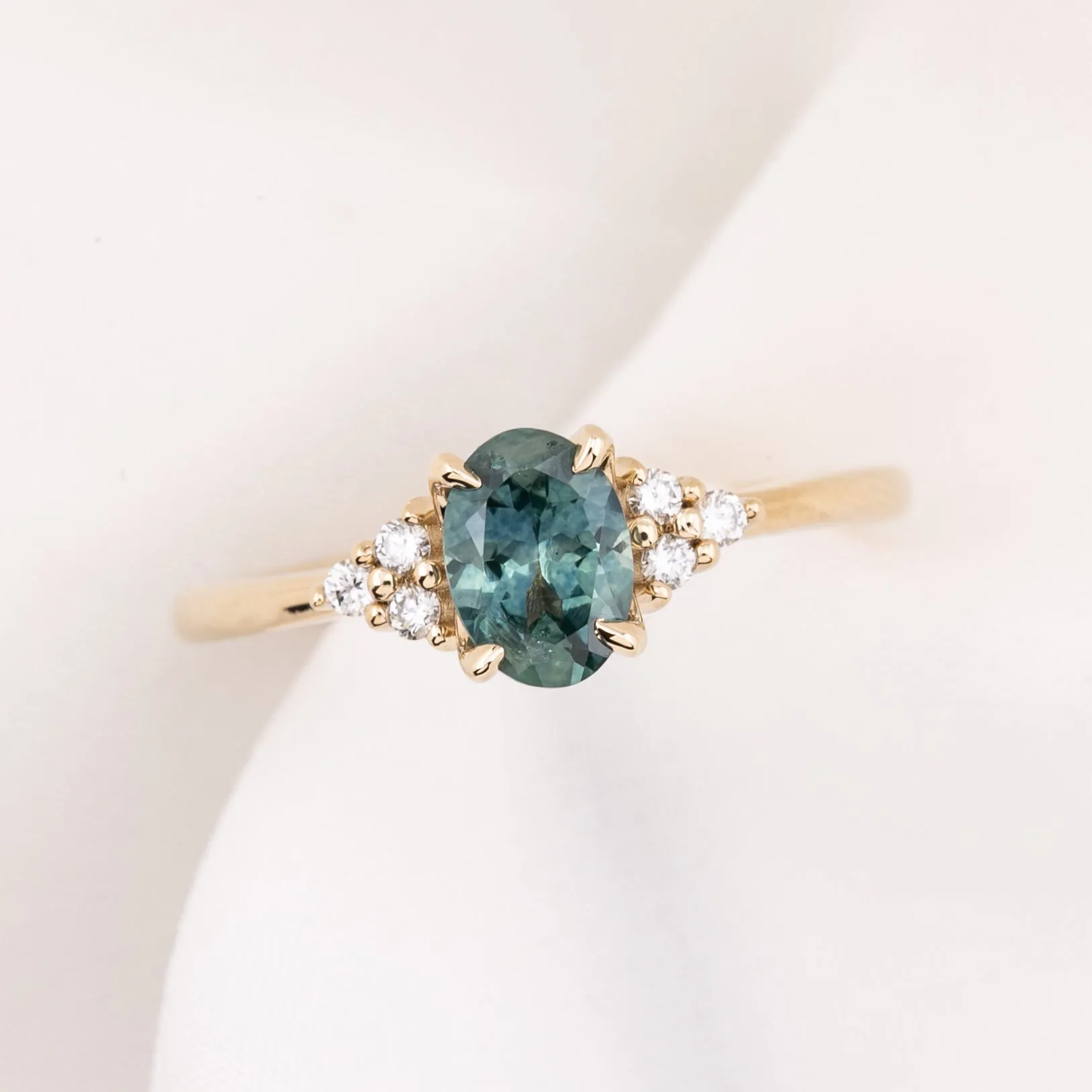 Teresa Ring 0.93ct Blue Green Montana Sapphire, 14k Yellow Gold (One of a kind)