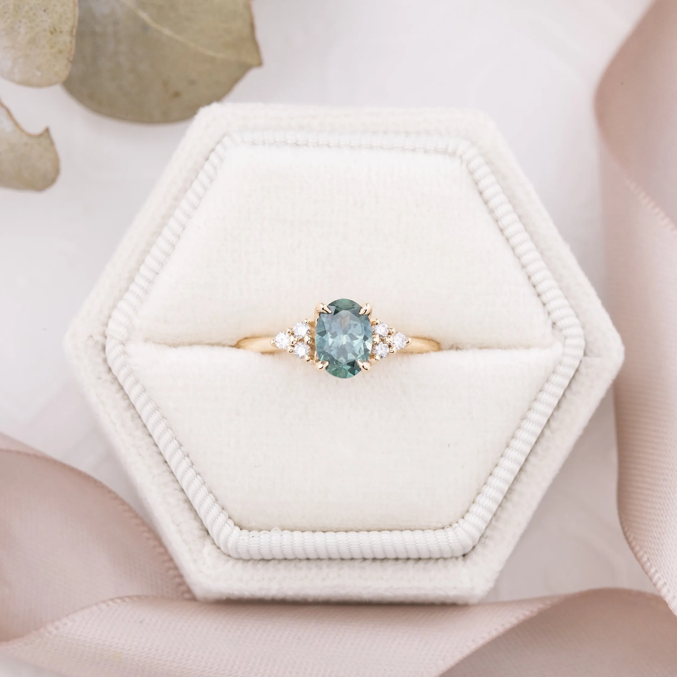 Teresa Ring 0.93ct Blue Green Montana Sapphire, 14k Yellow Gold (One of a kind)