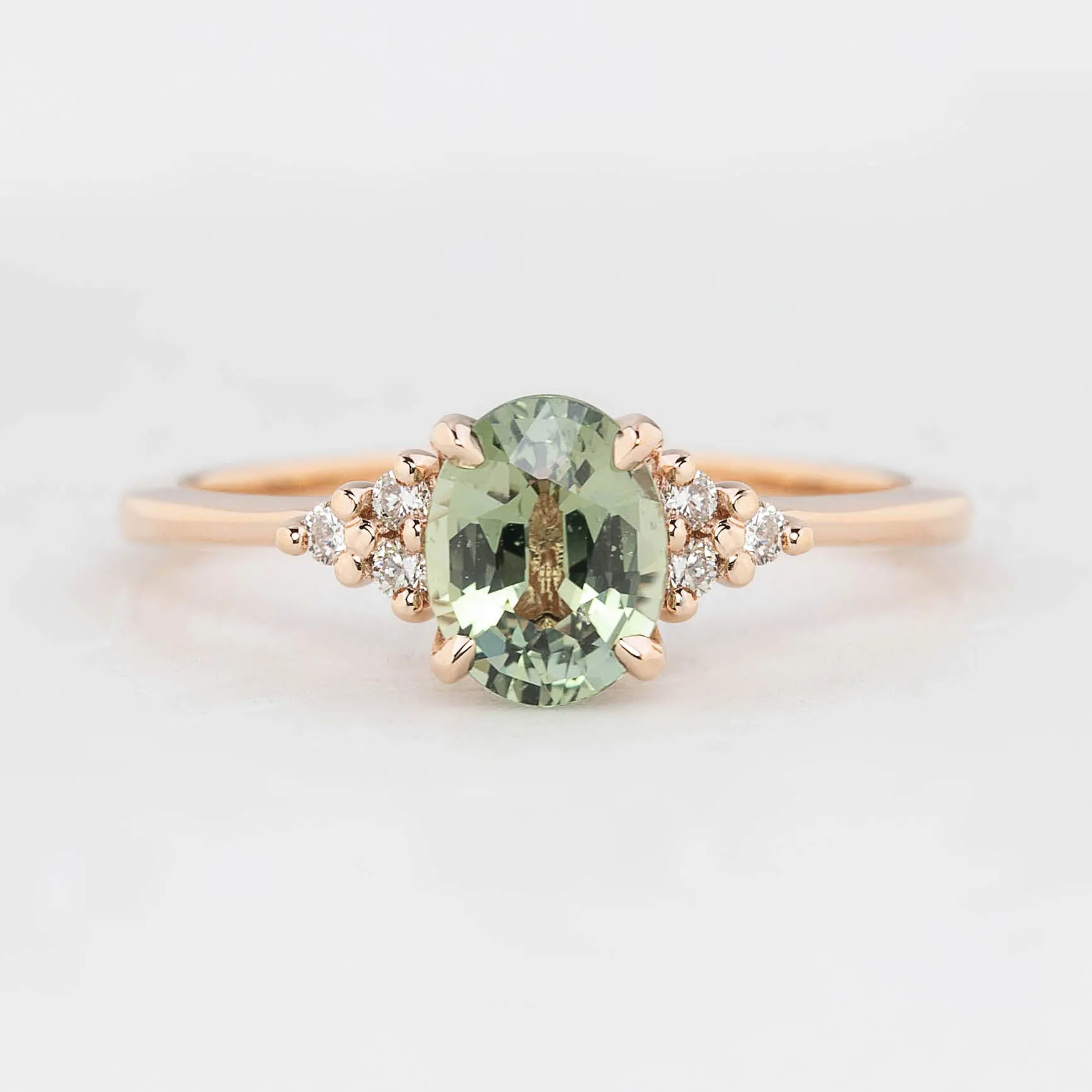 Teresa Ring - 1.27ct Light Green Unheated Sapphire, 14k Rose Gold (One of a kind)