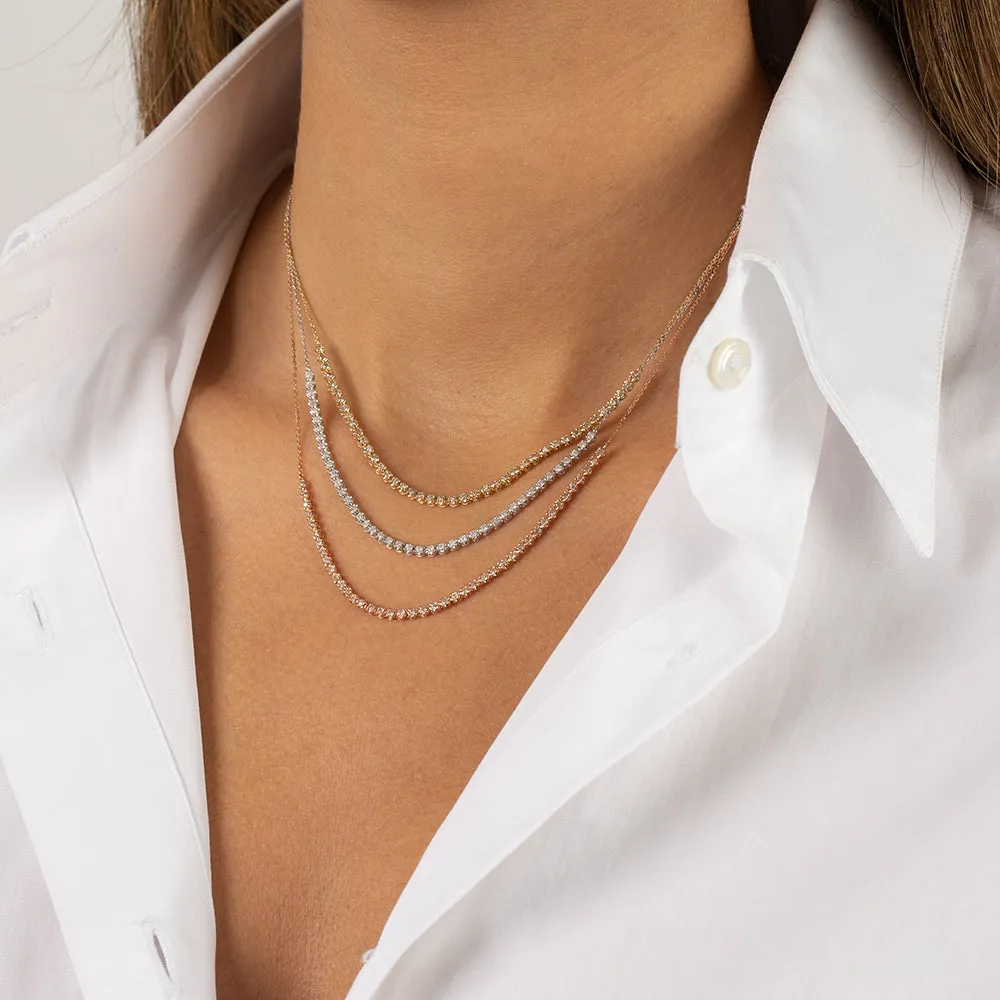 Thin Half Tennis Necklace | 0.50 Carat Diamond | 14K White Gold