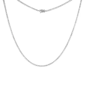 Three Prong Tennis Necklace | 3 Carat Diamond | 14K White Gold