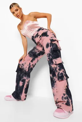 Tie Dye Cord Wide Leg Cargo Pants