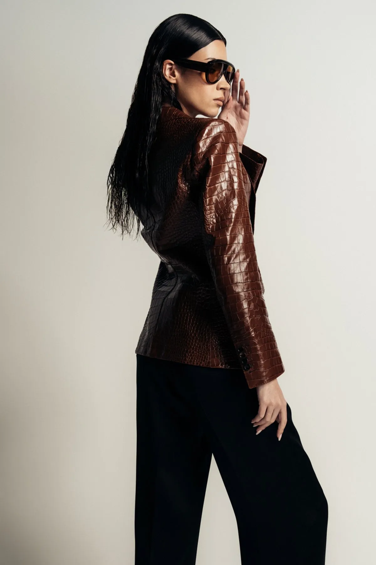 TOM FORD | CROCO EMBOSSED LAMB LEATHER THE JACQUETTA JACKET