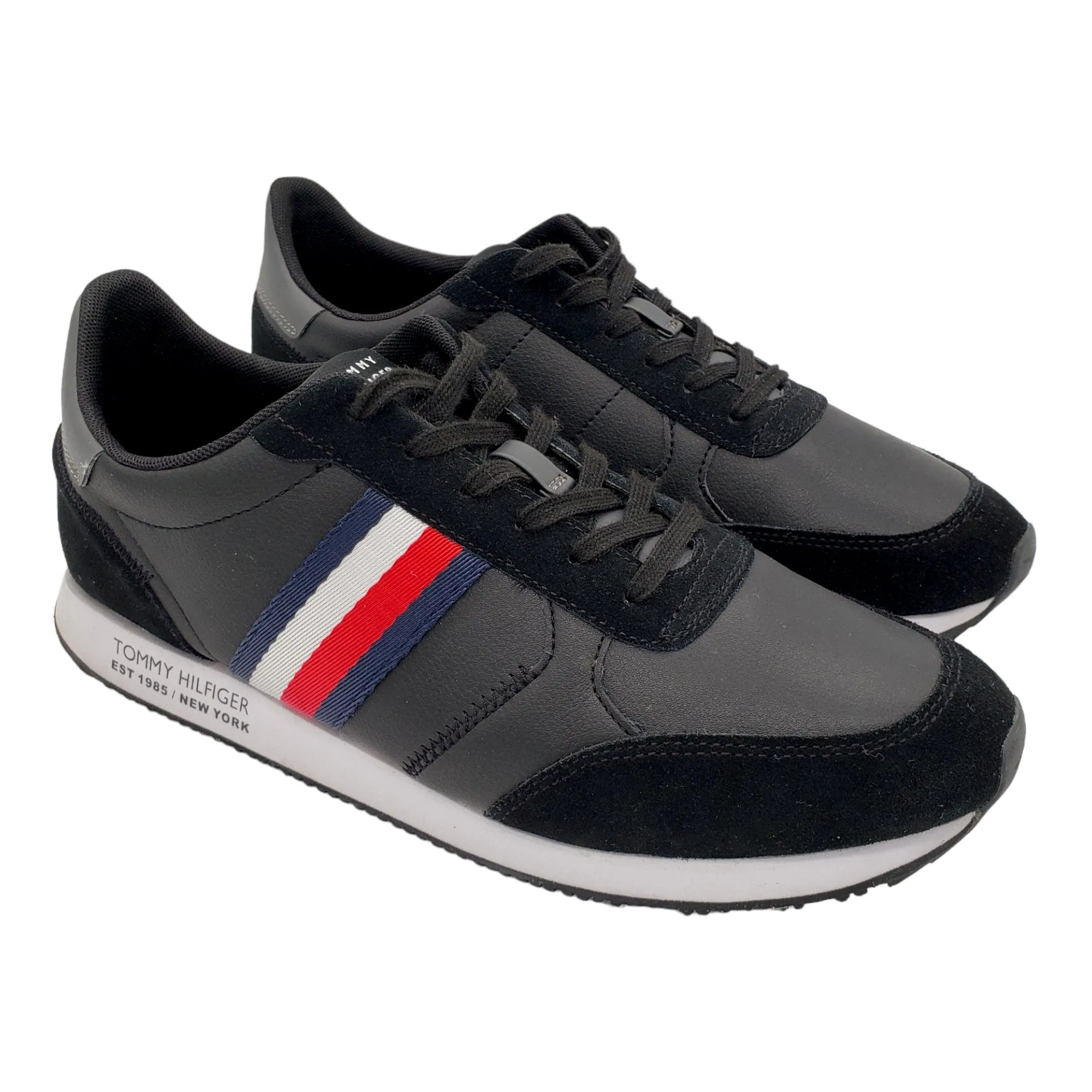 Tommy Hilfiger Black Leather & Suede Trainers