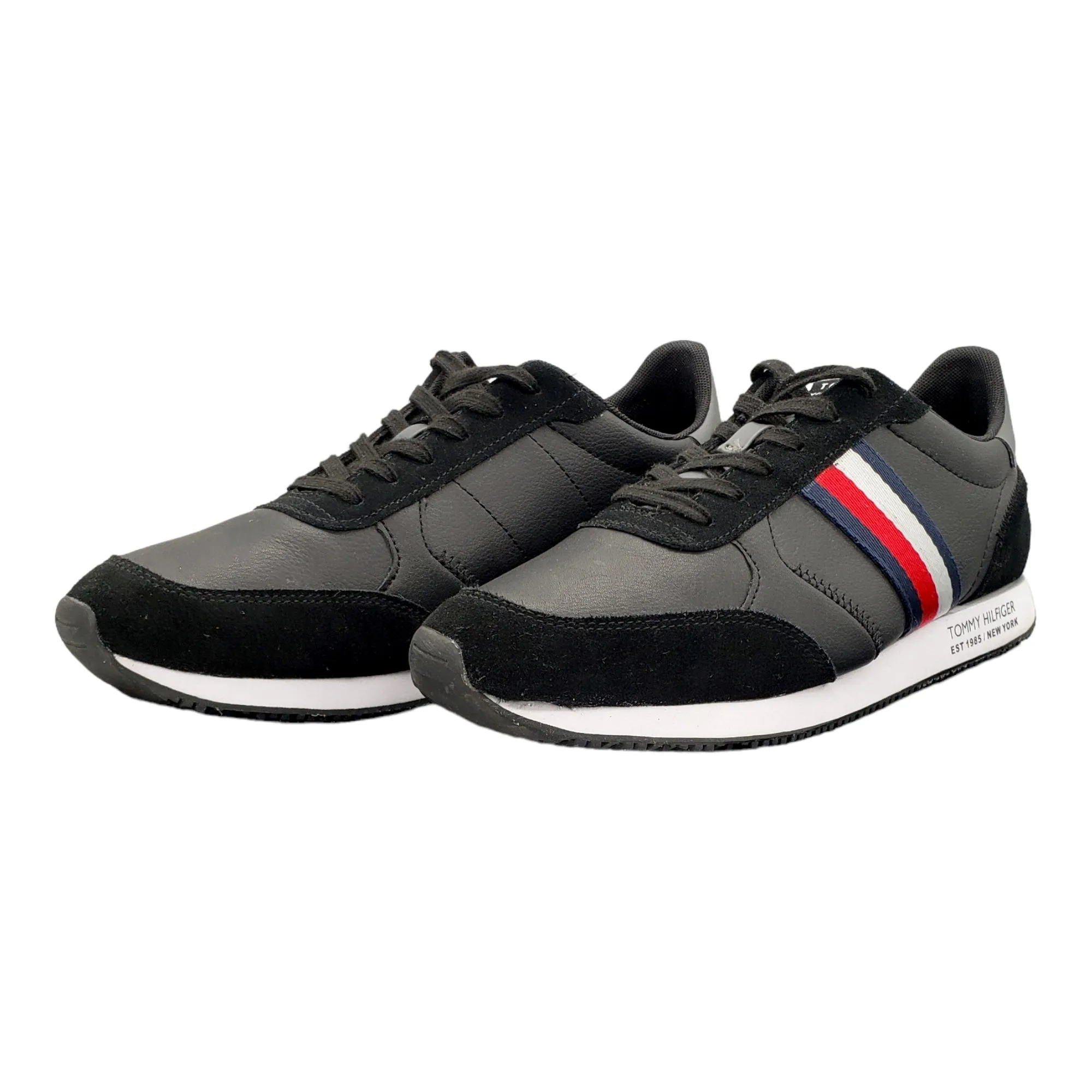 Tommy Hilfiger Black Leather & Suede Trainers