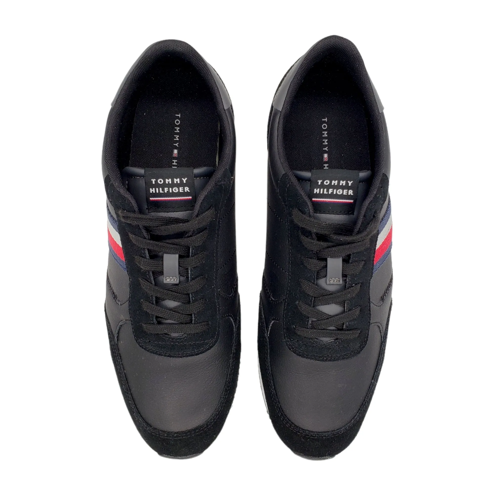 Tommy Hilfiger Black Leather & Suede Trainers